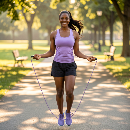 woman jumping rope outdoors